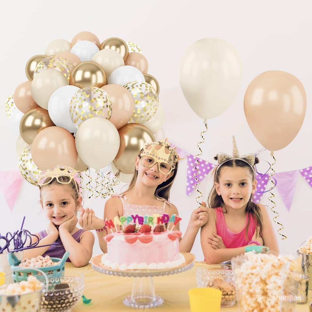 Zesliwy 50-Piece Rose Gold & White Confetti Balloon Set
