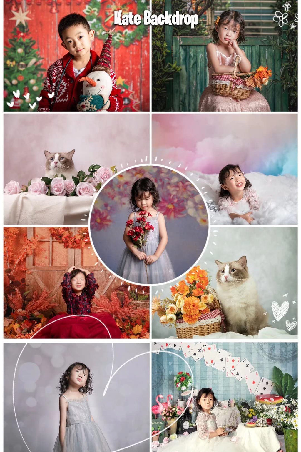 Pink Rose Floral Photography Backdrop for Weddings & Parties