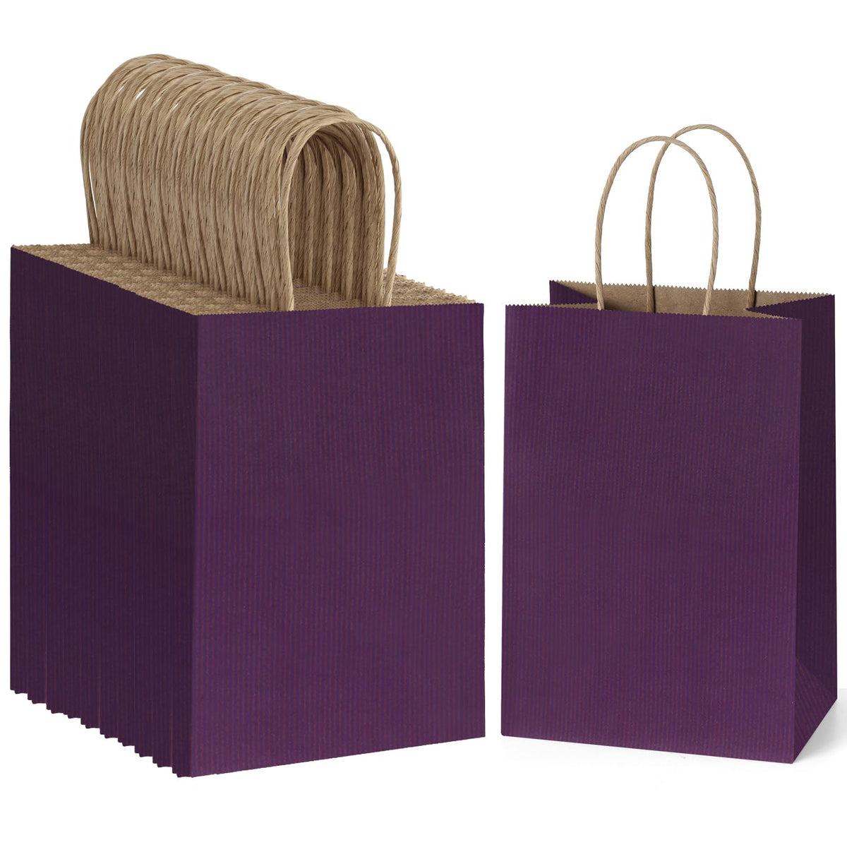 BagDream 100-Pack Kraft Gift Bags with Handles, 5.25x3x8