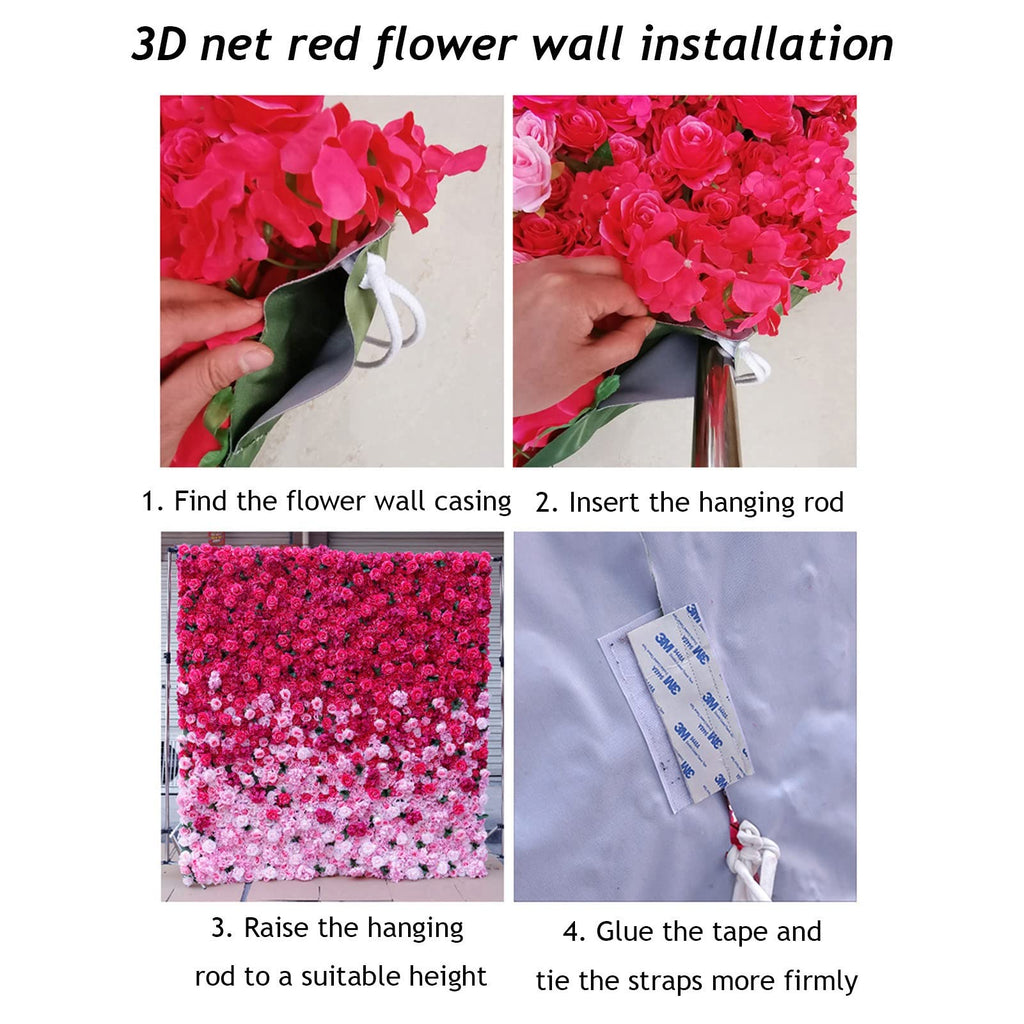 YHdtUO 3D White Rose Flower Wall Photo Booth Backdrop