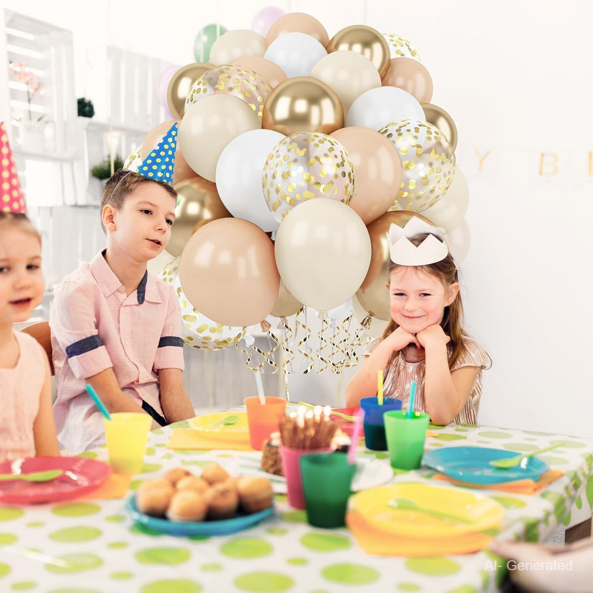 Zesliwy 50-Piece Rose Gold & White Confetti Balloon Set