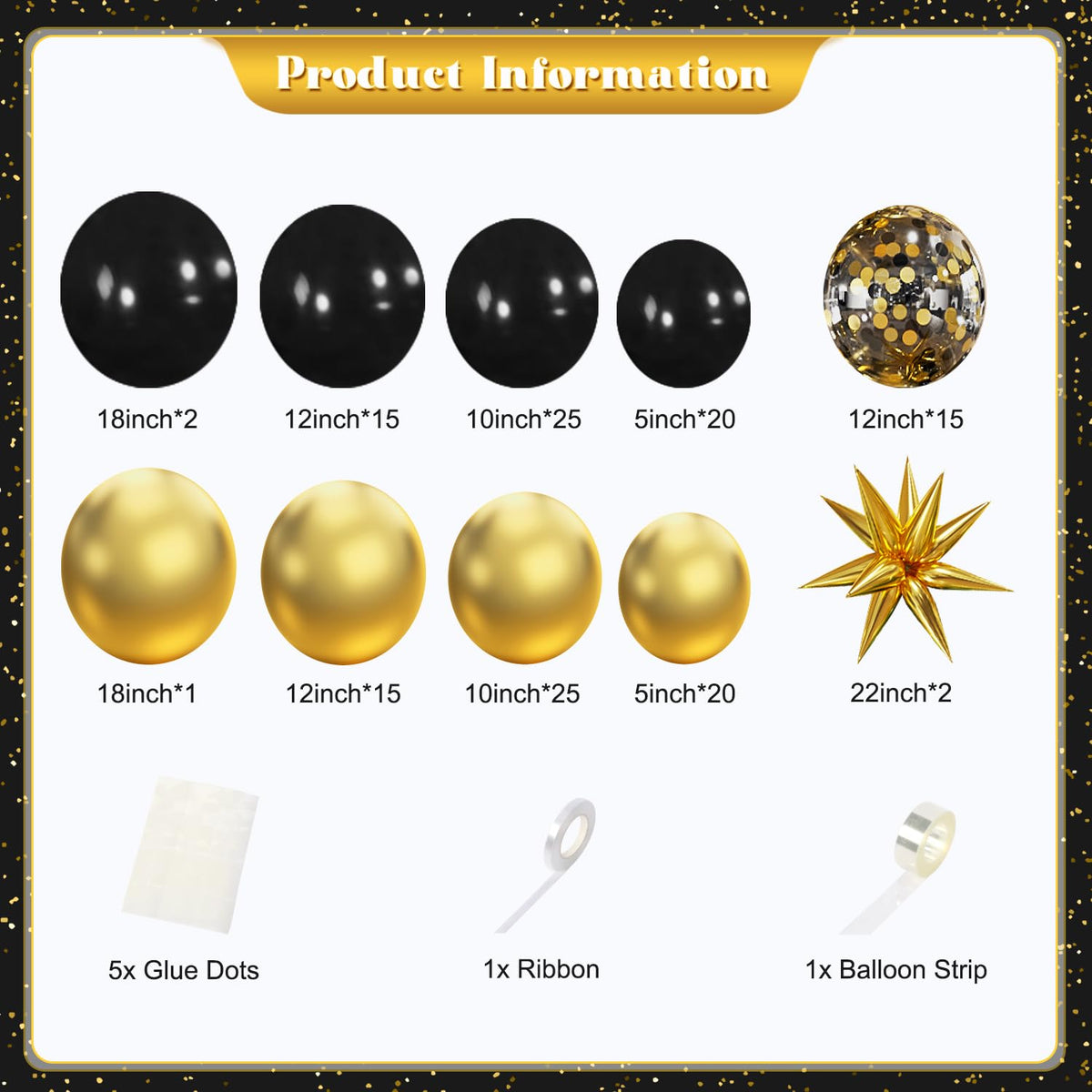 140-Piece Confetti & Star Balloon Garland Arch Kit