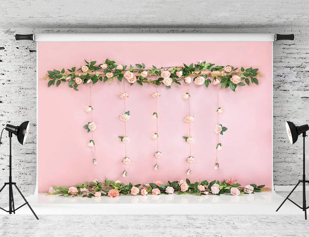 Pink Rose Floral Photography Backdrop for Weddings & Parties