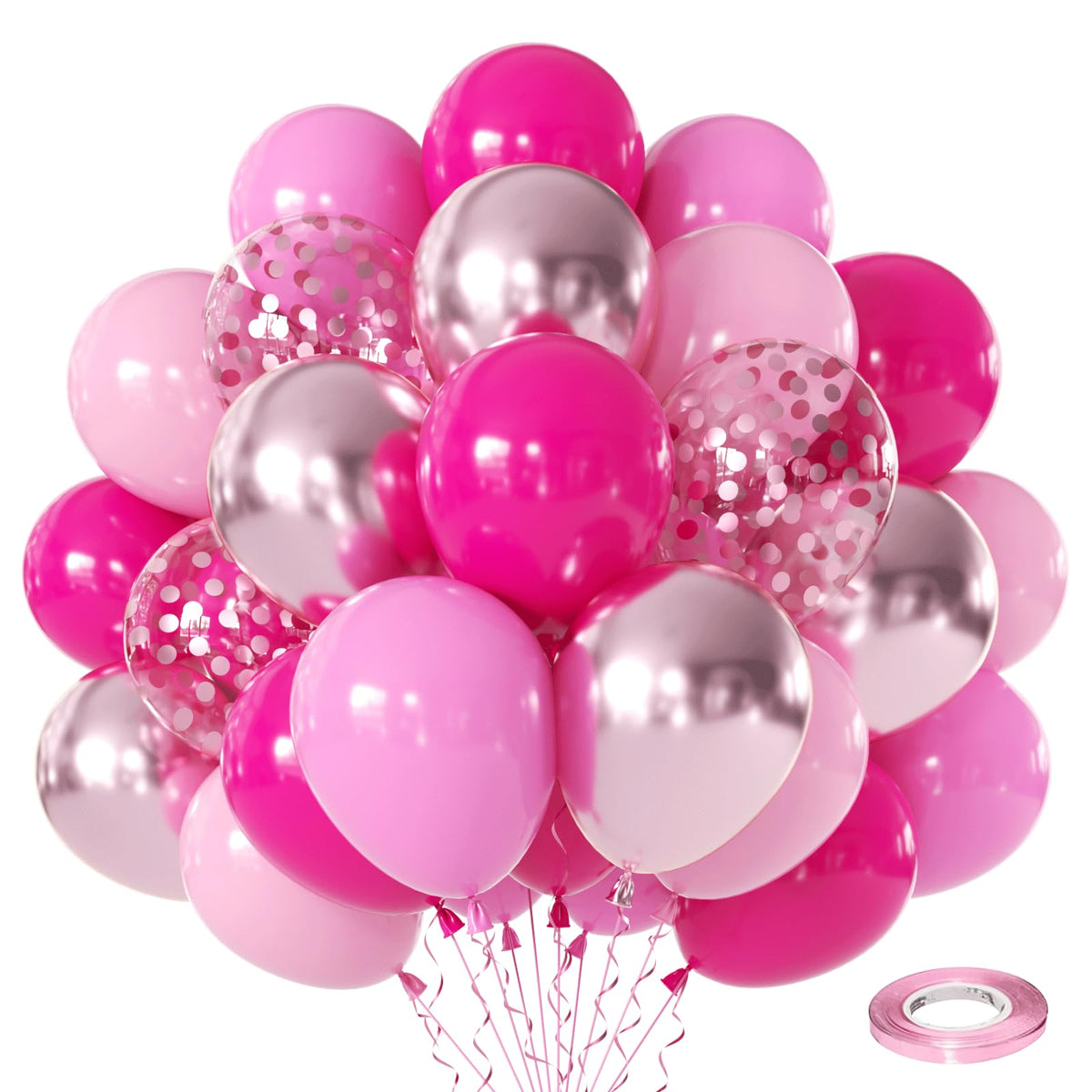 Zesliwy 50-Piece Rose Gold & White Confetti Balloon Set