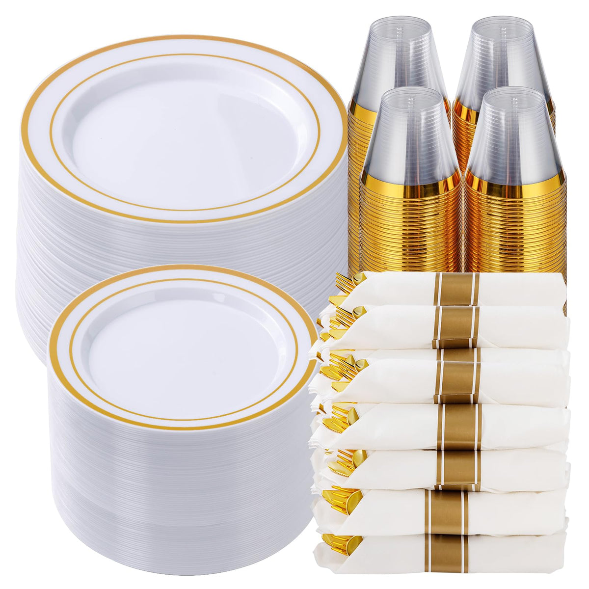 Goodluck Pre-Rolled Plastic Dinnerware Set for Parties