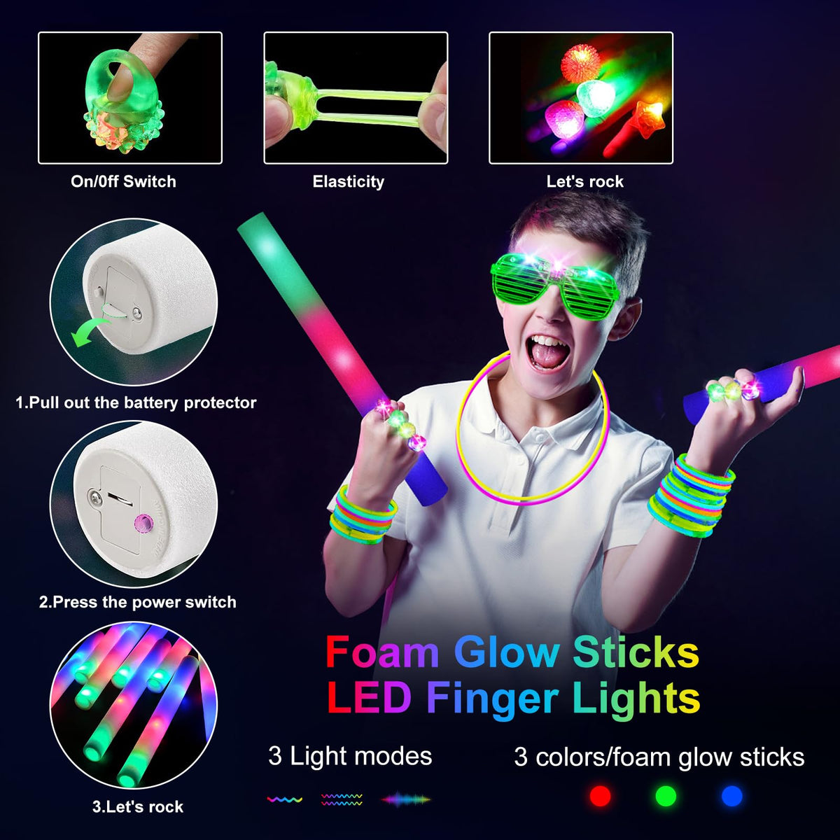 OLUPP 150-Piece Glow Party Kit with LED Glasses & Sticks