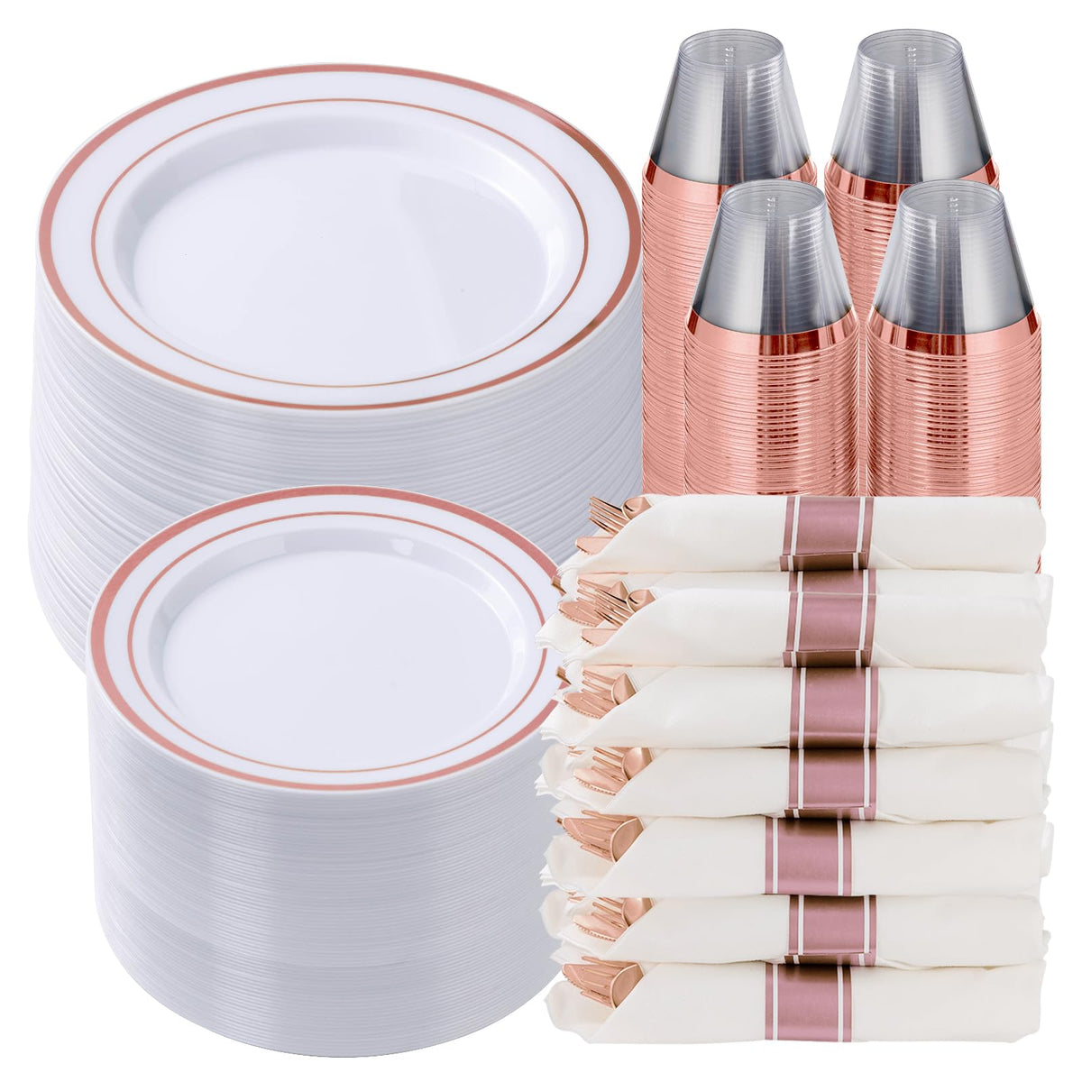 Goodluck Pre-Rolled Plastic Dinnerware Set for Parties