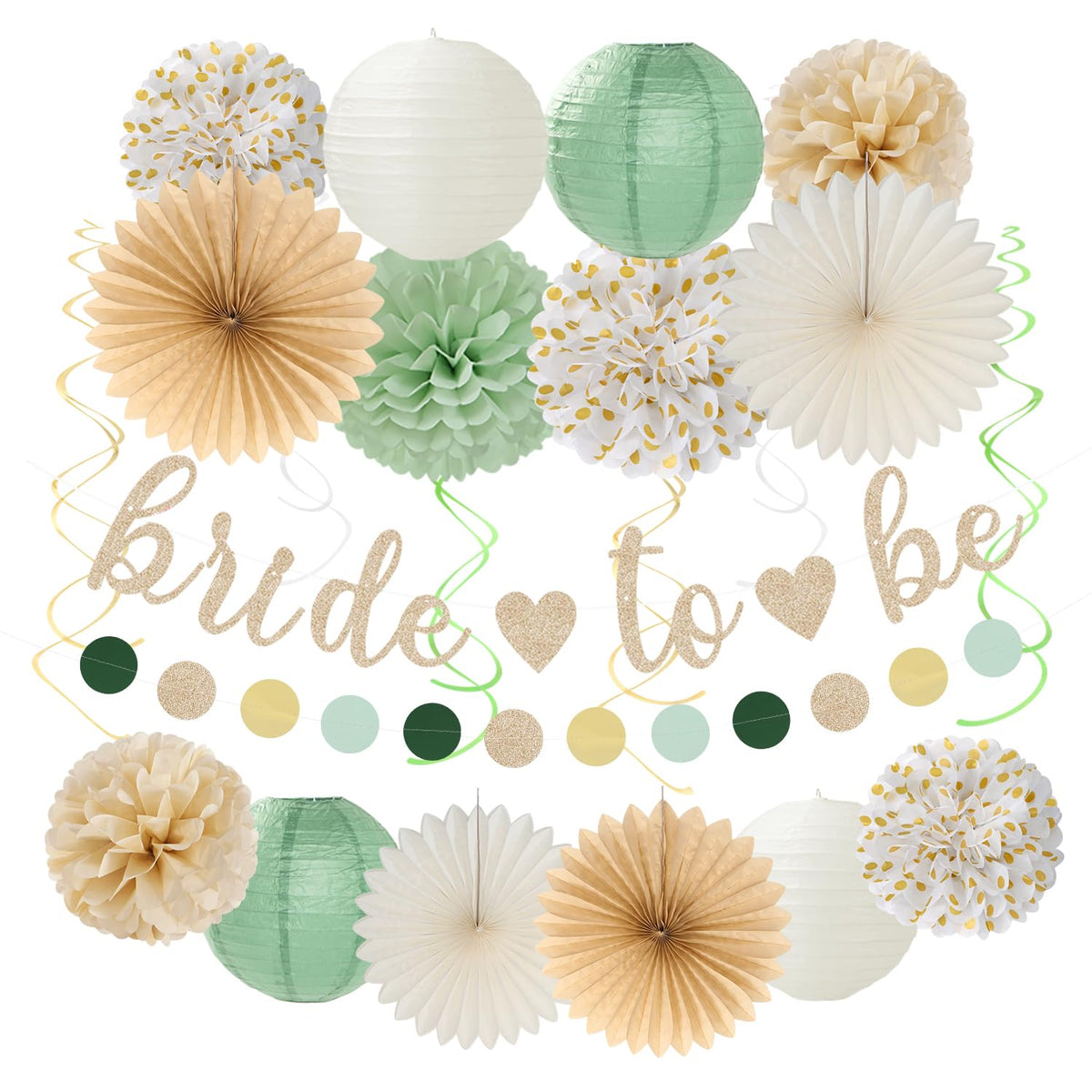 Hugmoon Birthday Decoration Set with Pom Poms & Lanterns