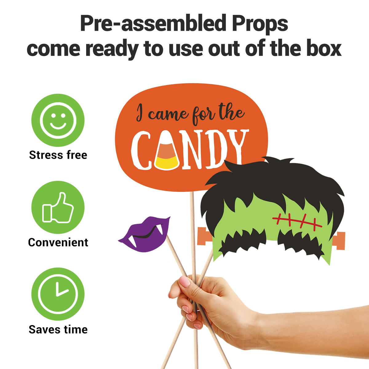 Fully Assembled Photo Booth Props & Selfie Signs for Parties