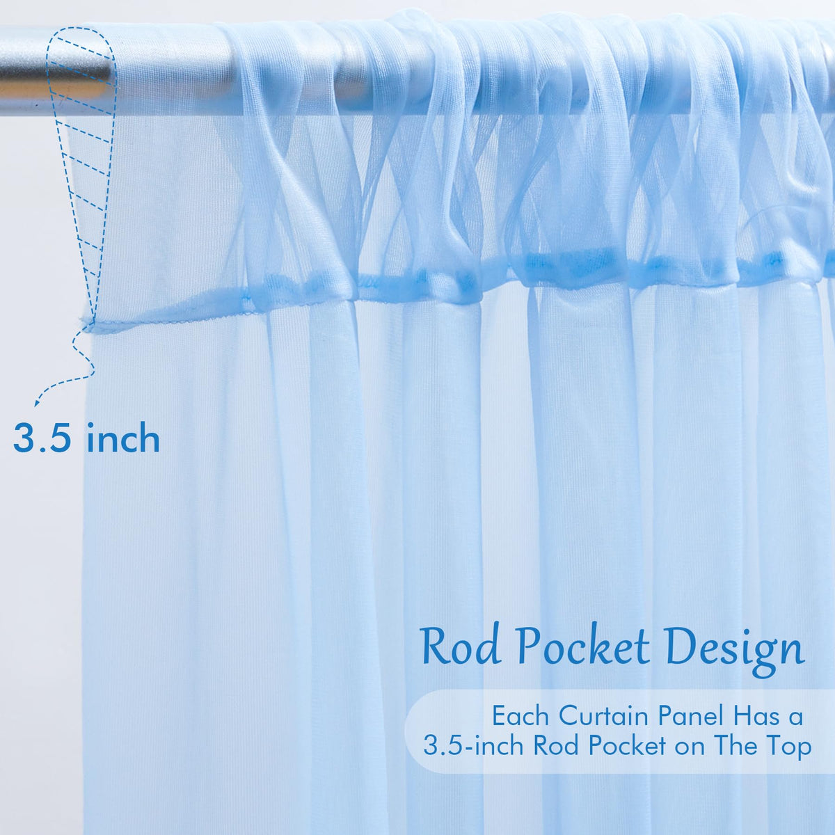 10x10FT Sheer Tulle Backdrop Curtain with String Lights