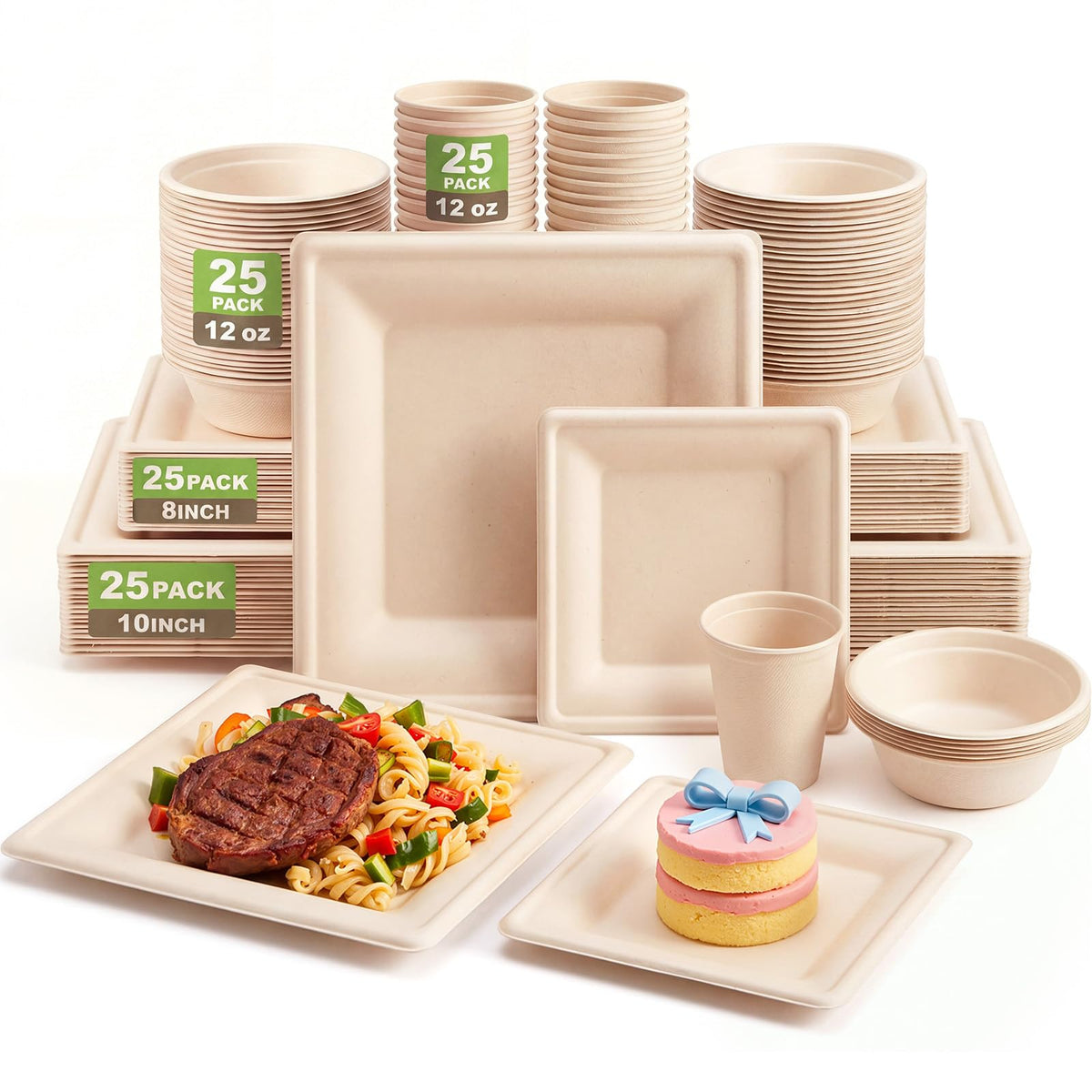 Havawish Compostable Paper Plate & Bowl Set for Parties