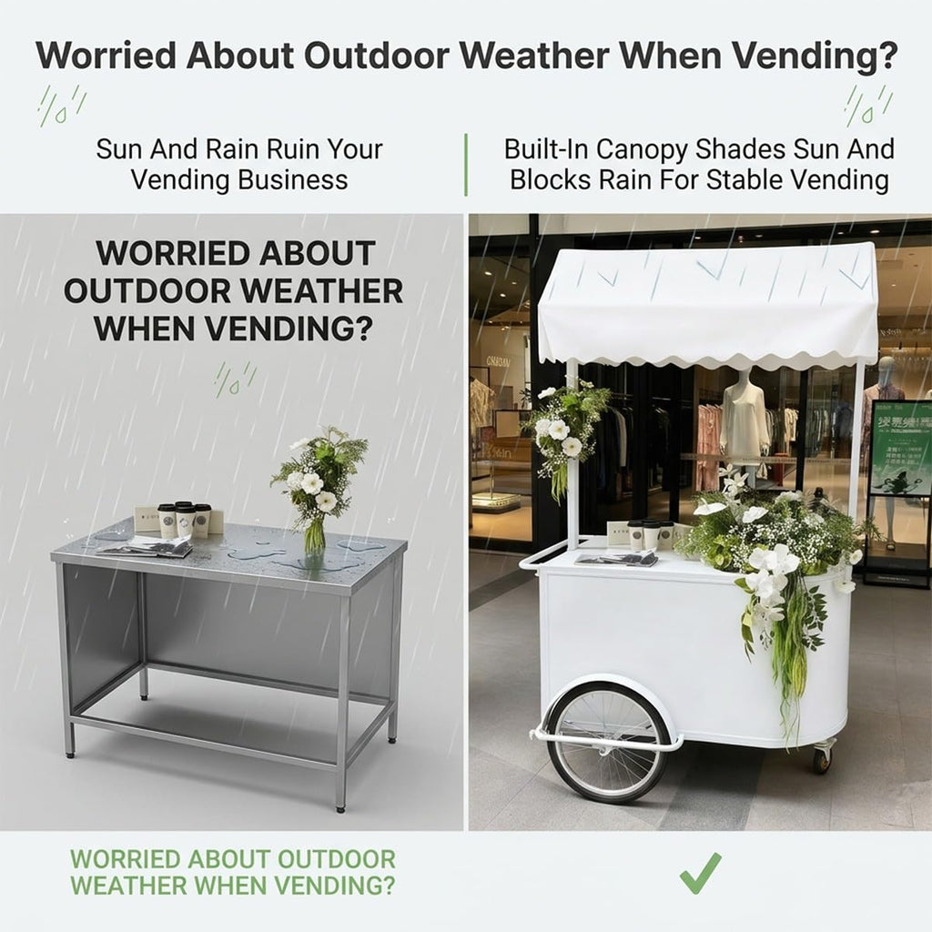 Mobile Iron Snack Cart with Wheels for Parties & Events