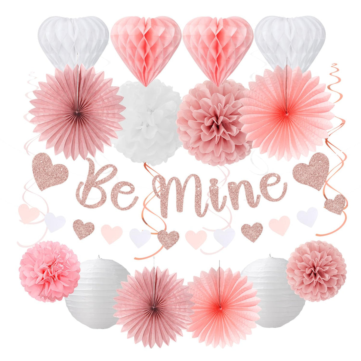 Hugmoon Birthday Decoration Set with Pom Poms & Lanterns