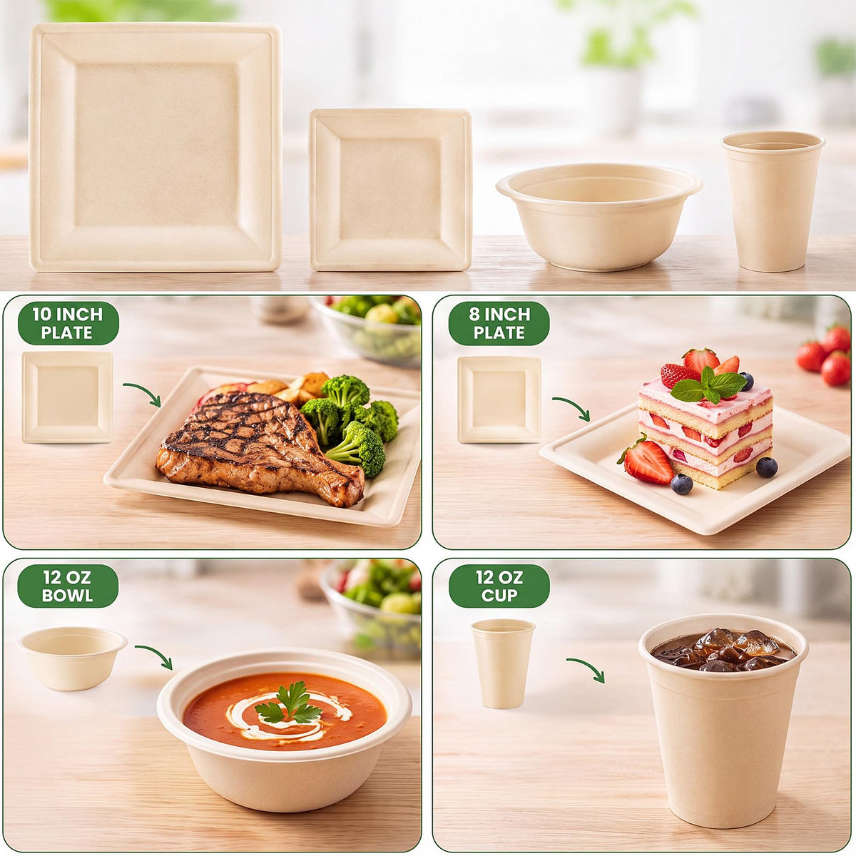 Havawish Compostable Paper Plate & Bowl Set for Parties