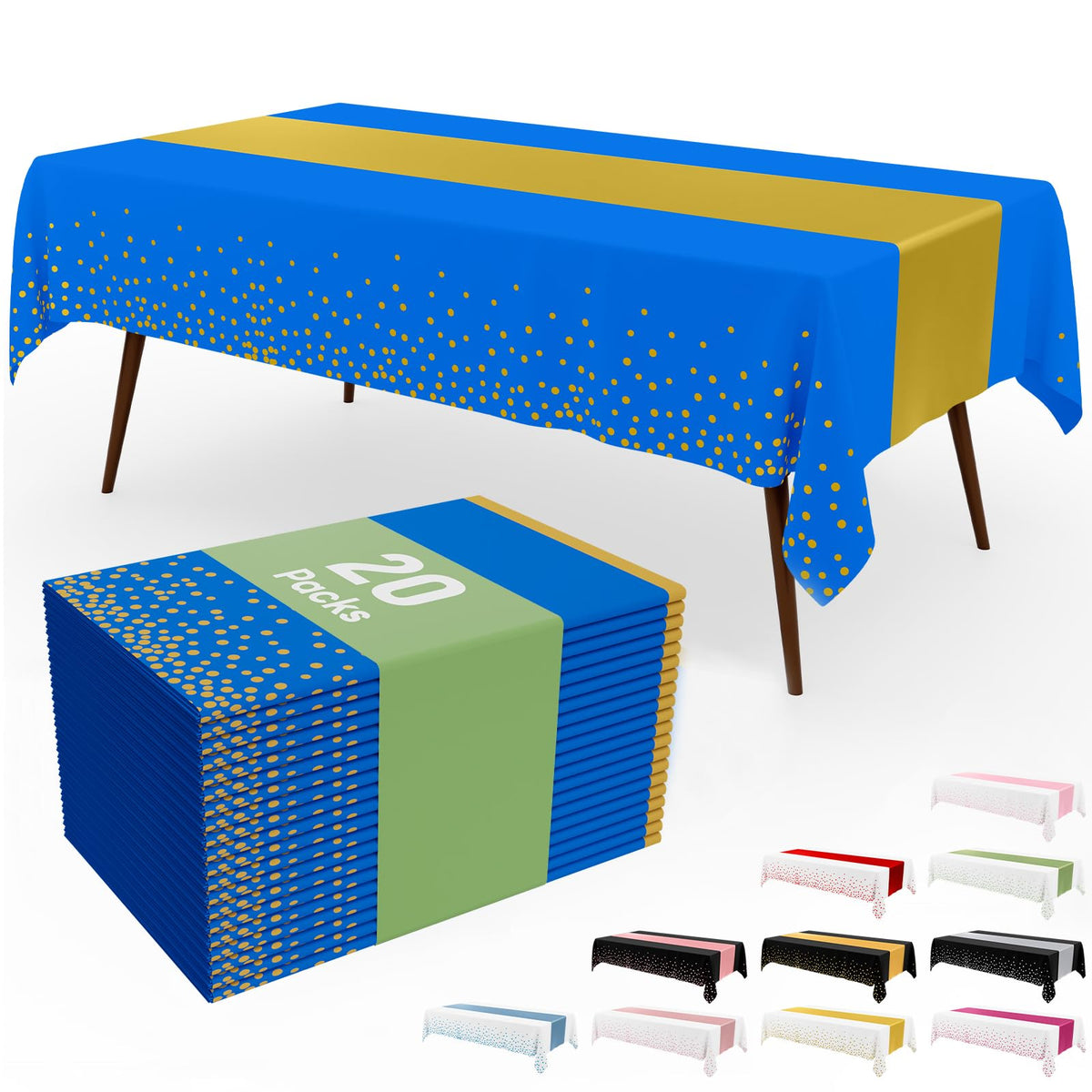 Smiry 12-Pack Gold Print Plastic Tablecloths, 54x108 in