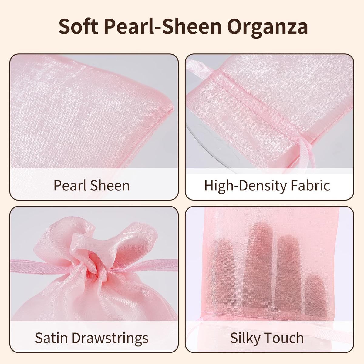 RoyYam 30-Pack 4x6 Organza Gift Bags with Thank You Cards