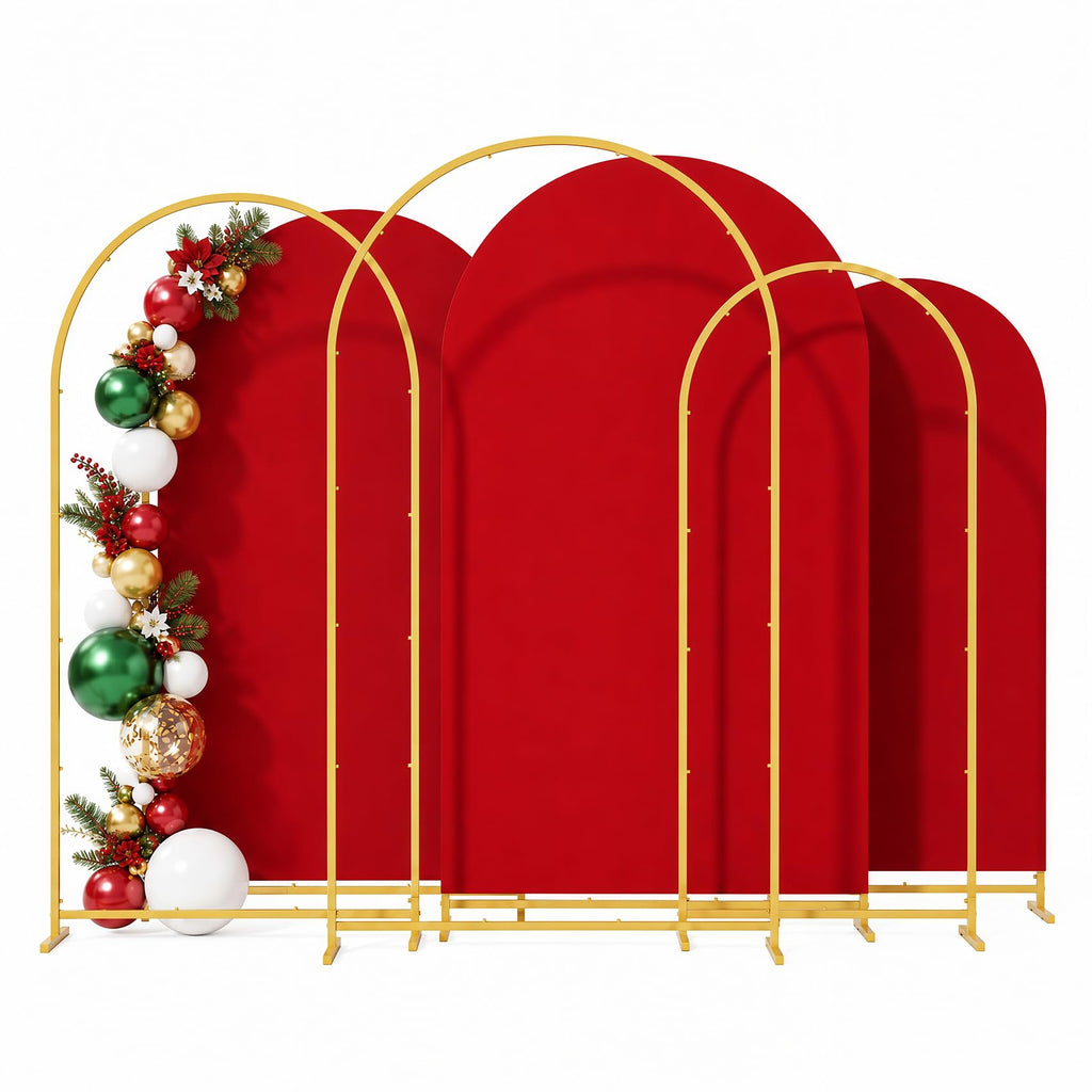 3-Piece Metal Arch Backdrop Stand Set with Covers, 6–7.2FT