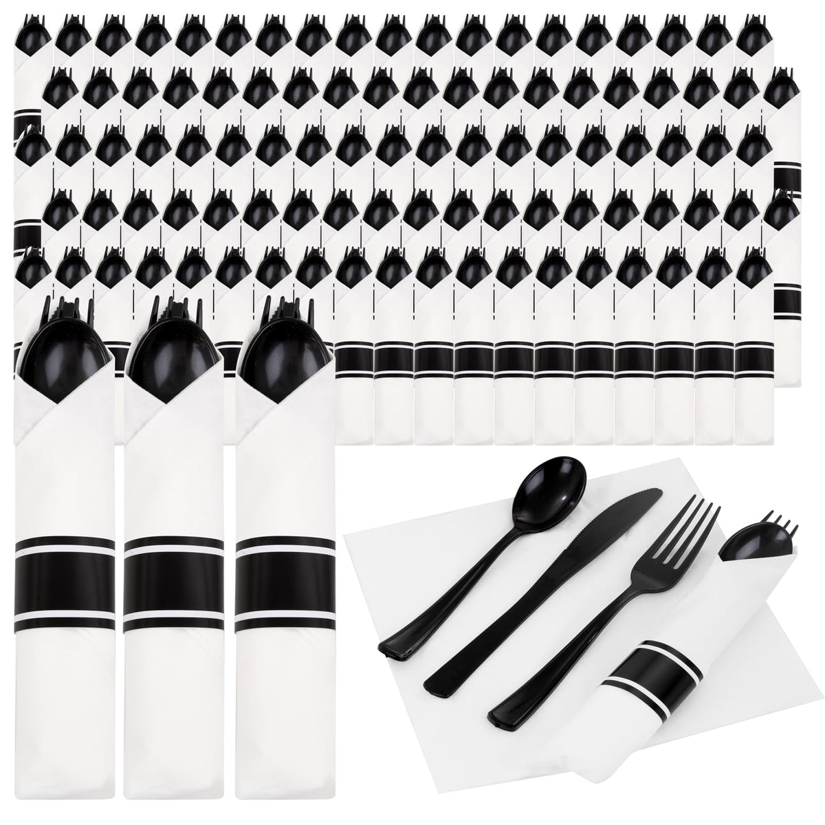 Pre-Rolled Disposable Plastic Cutlery Set for Parties