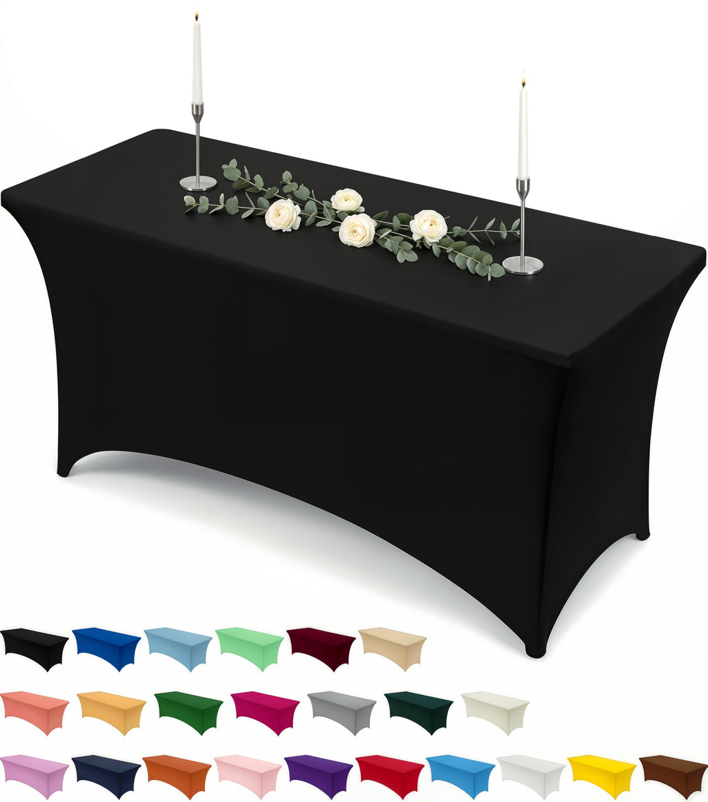 Utopia Kitchen 2-Pack Black 6FT Spandex Tablecloths