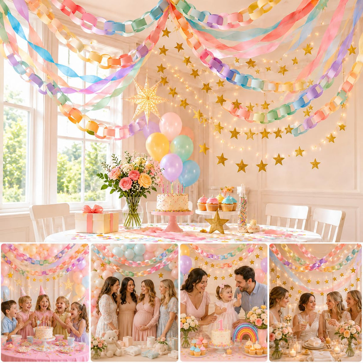 DIY Paper Chain, Streamer, Star Garland & Balloon Kit