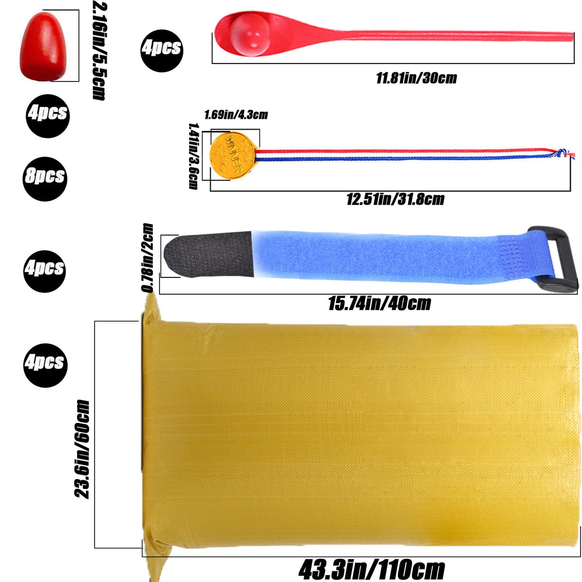 24-Piece Outdoor Relay Race Kit with Sacks, Spoons & Belts