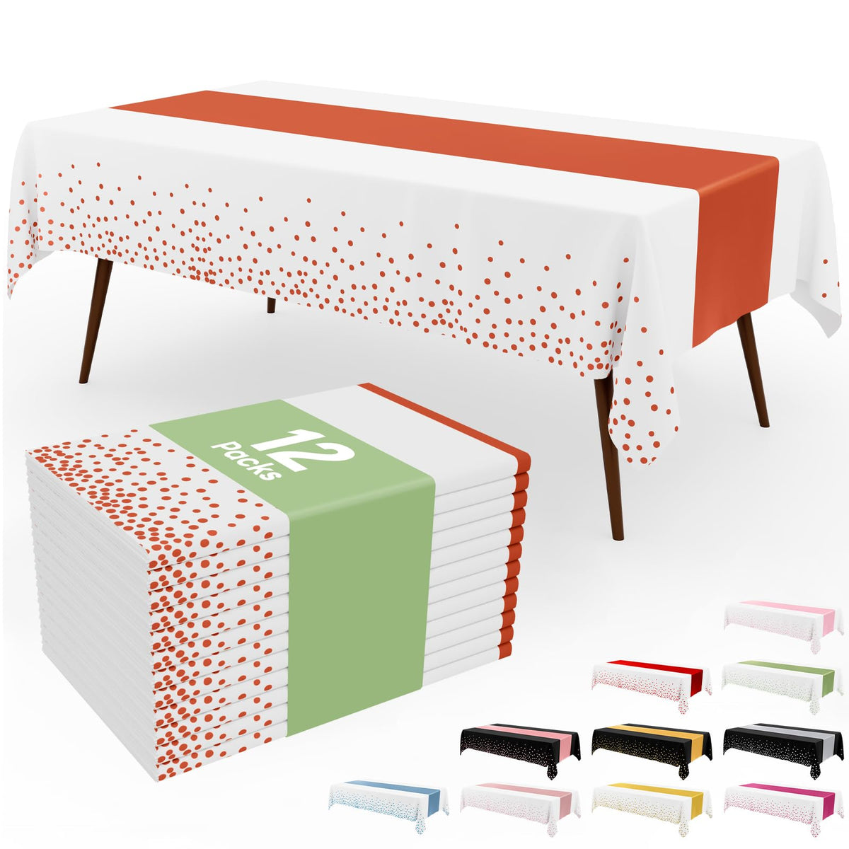 Smiry 12-Pack Gold Print Plastic Tablecloths, 54x108 in