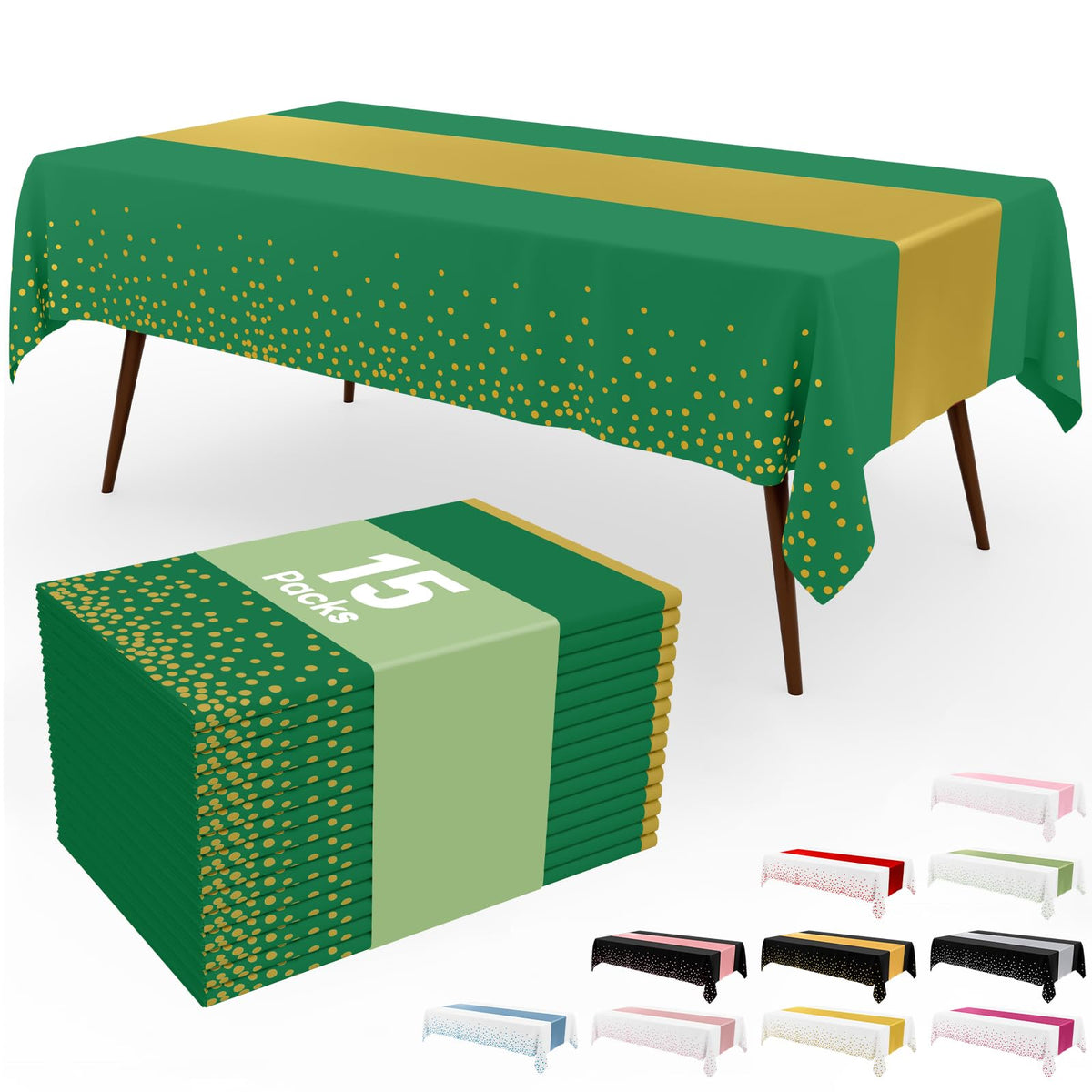 Smiry 12-Pack Gold Print Plastic Tablecloths, 54x108 in