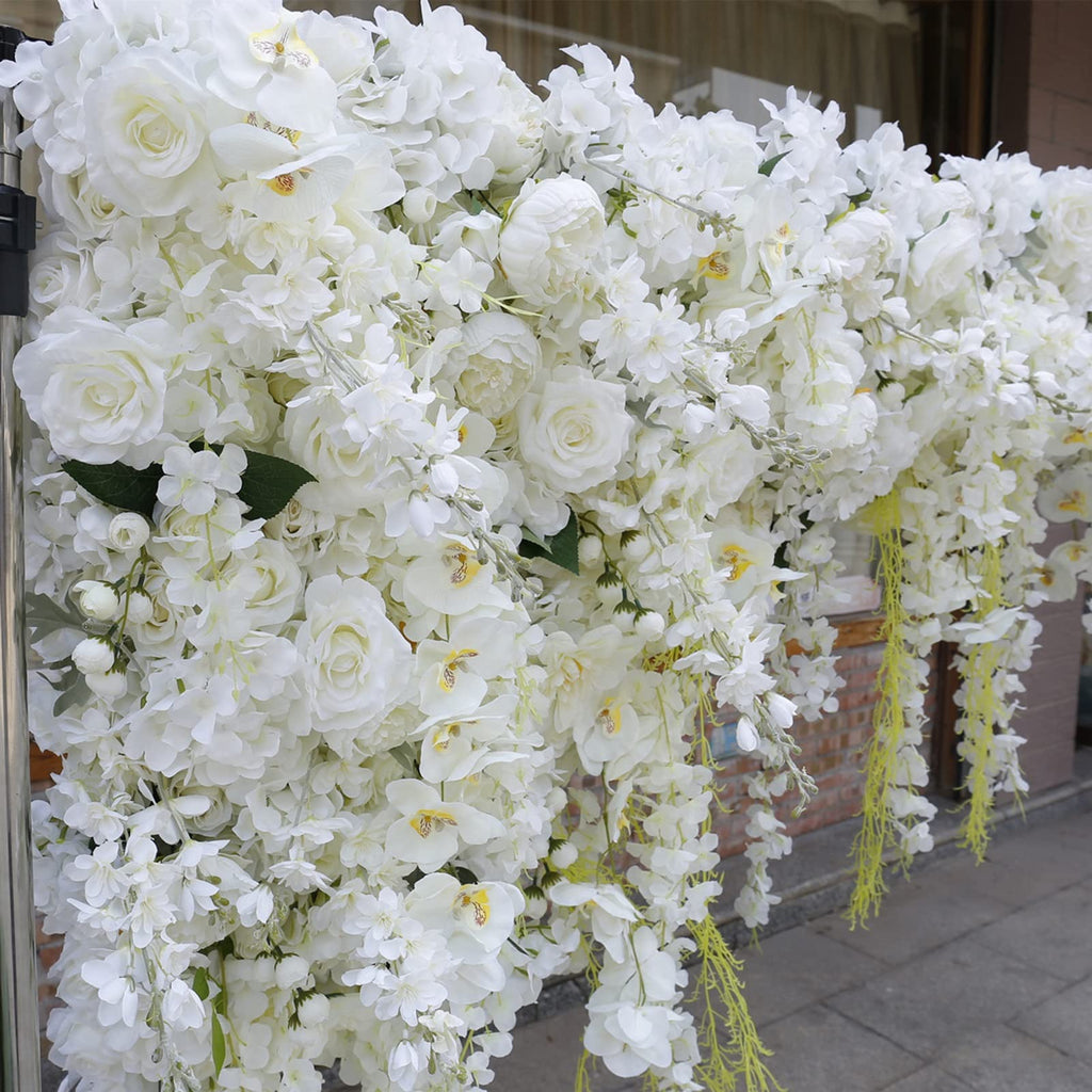 YHdtUO 3D White Rose Flower Wall Photo Booth Backdrop