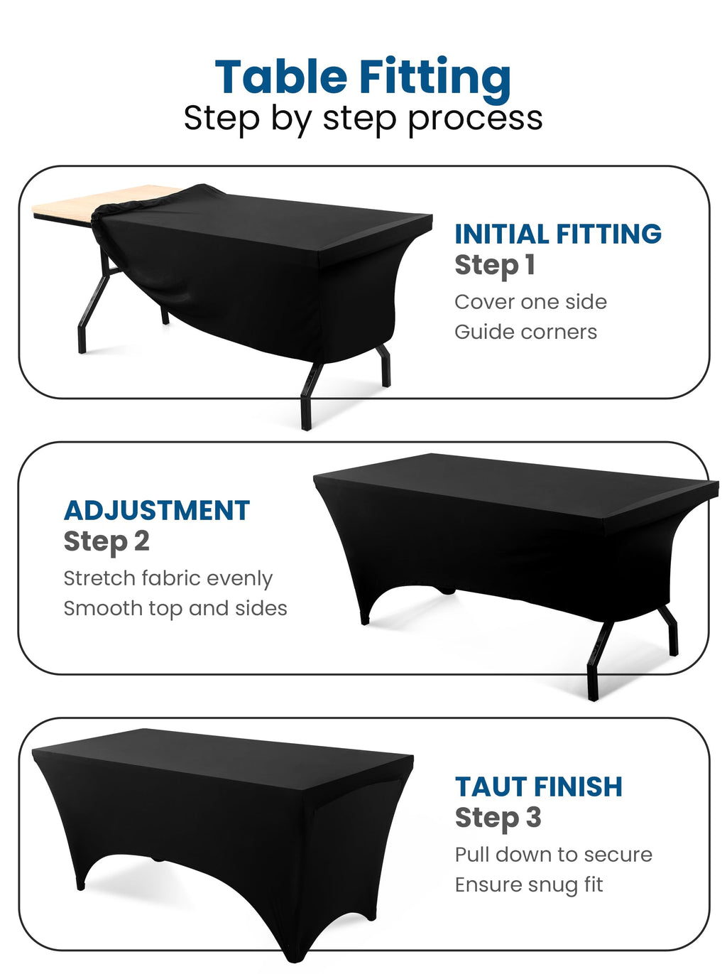 Utopia Kitchen 2-Pack Black 6FT Spandex Tablecloths