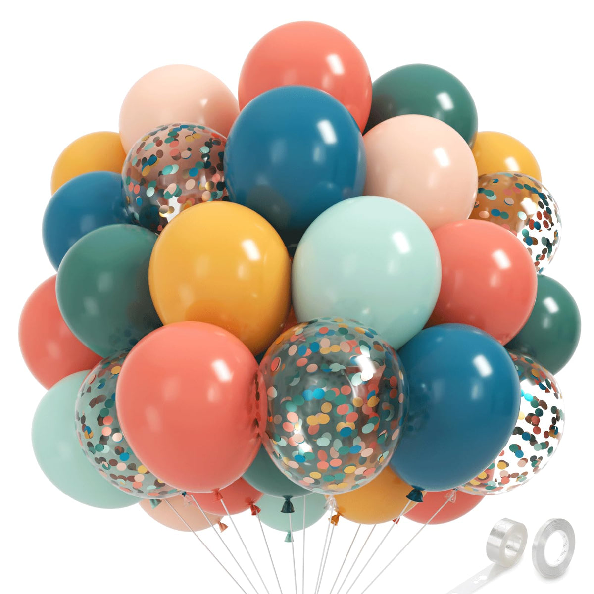 Zesliwy 50-Piece Rose Gold & White Confetti Balloon Set