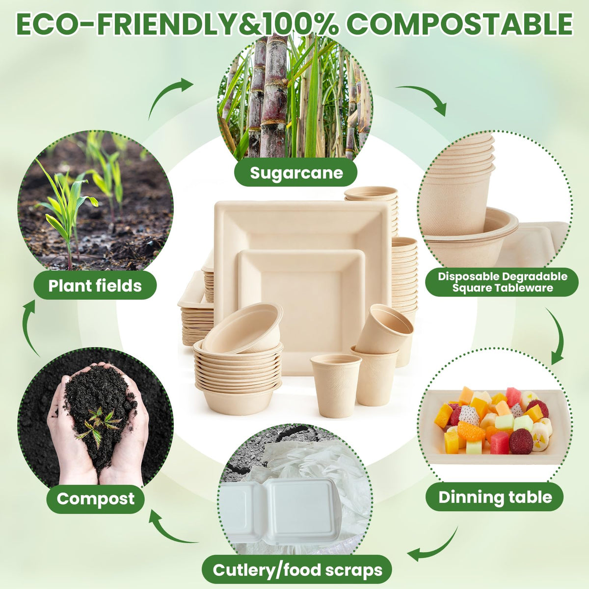 Havawish Compostable Paper Plate & Bowl Set for Parties