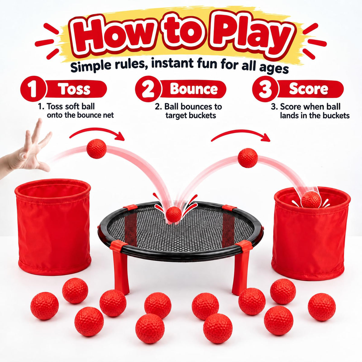 Ayeboovi Tabletop Bounce Ball Toss Game for Ages 6+