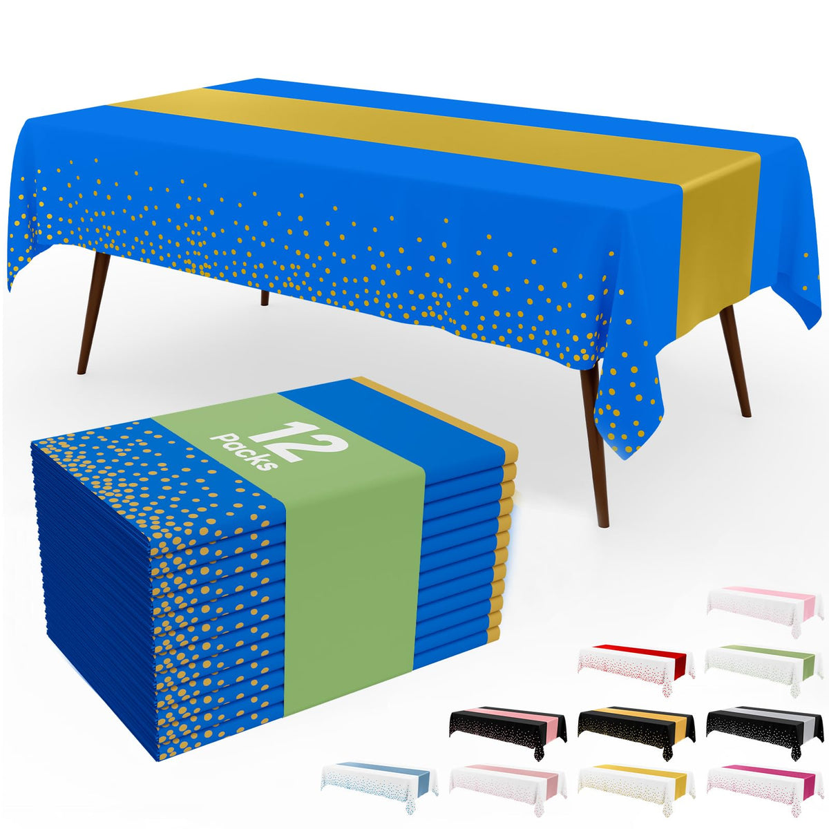 Smiry 12-Pack Gold Print Plastic Tablecloths, 54x108 in