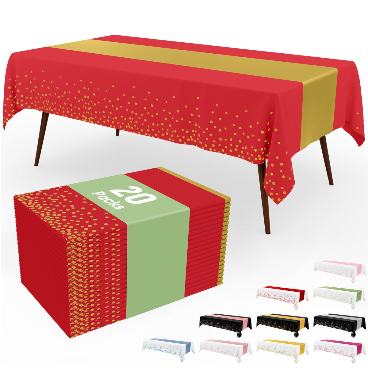 Smiry 12-Pack Gold Print Plastic Tablecloths, 54x108 in