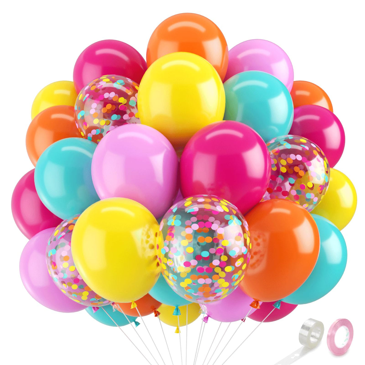 Zesliwy 50-Piece Rose Gold & White Confetti Balloon Set
