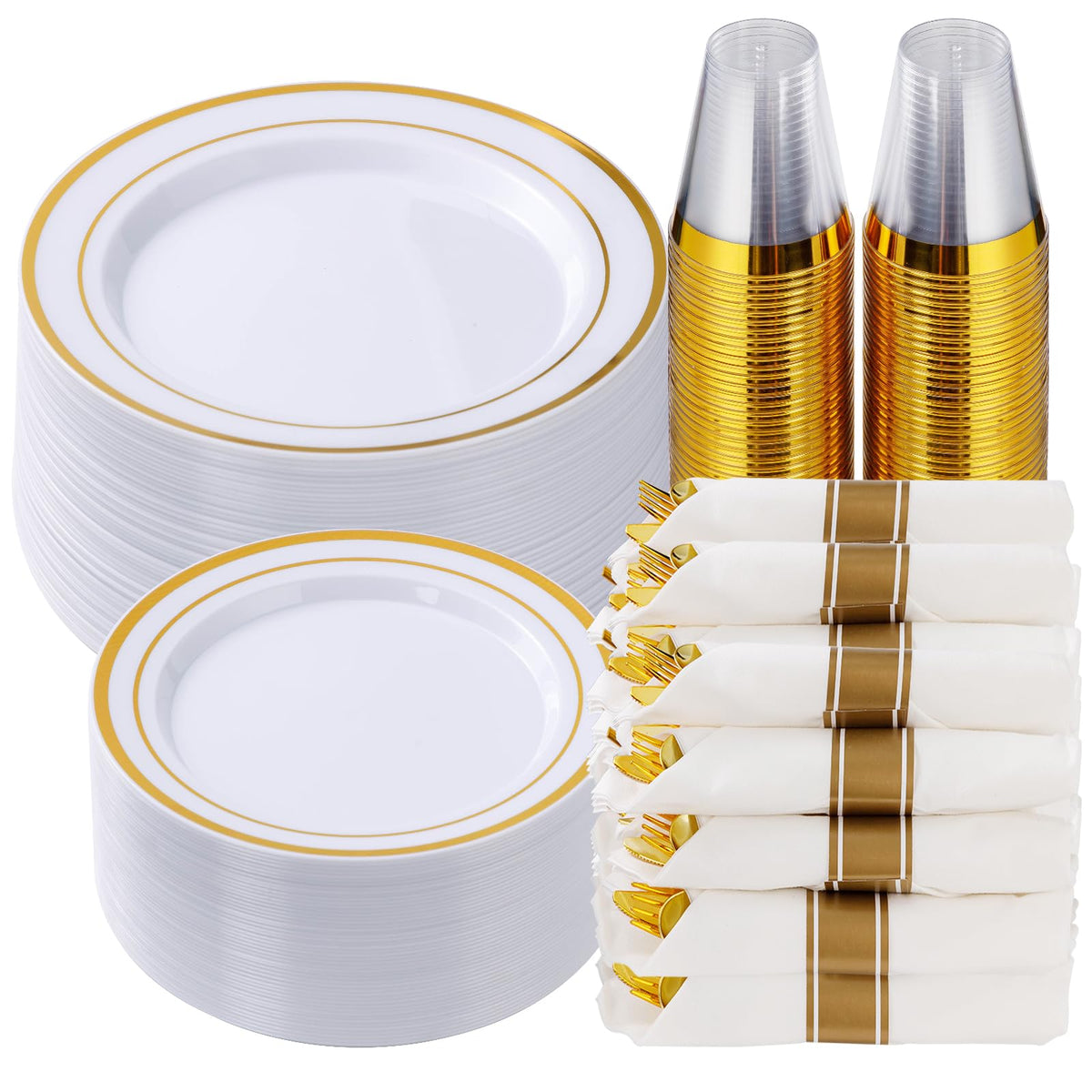 Goodluck Pre-Rolled Plastic Dinnerware Set for Parties