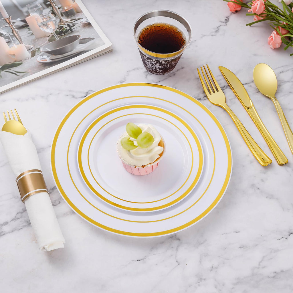 Goodluck Pre-Rolled Plastic Dinnerware Set for Parties