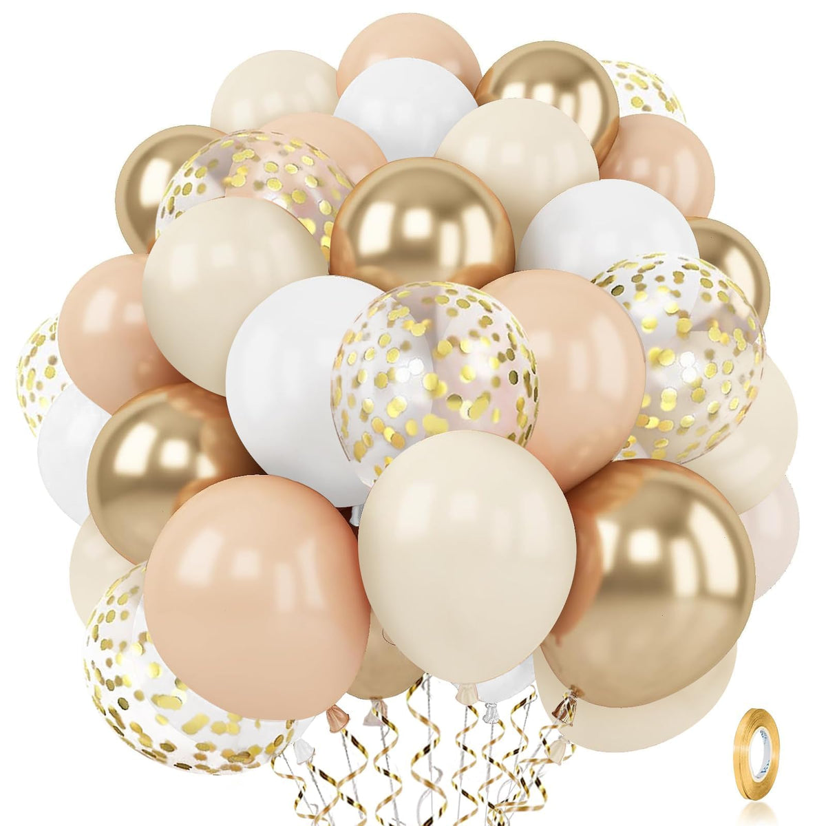 Zesliwy 50-Piece Rose Gold & White Confetti Balloon Set