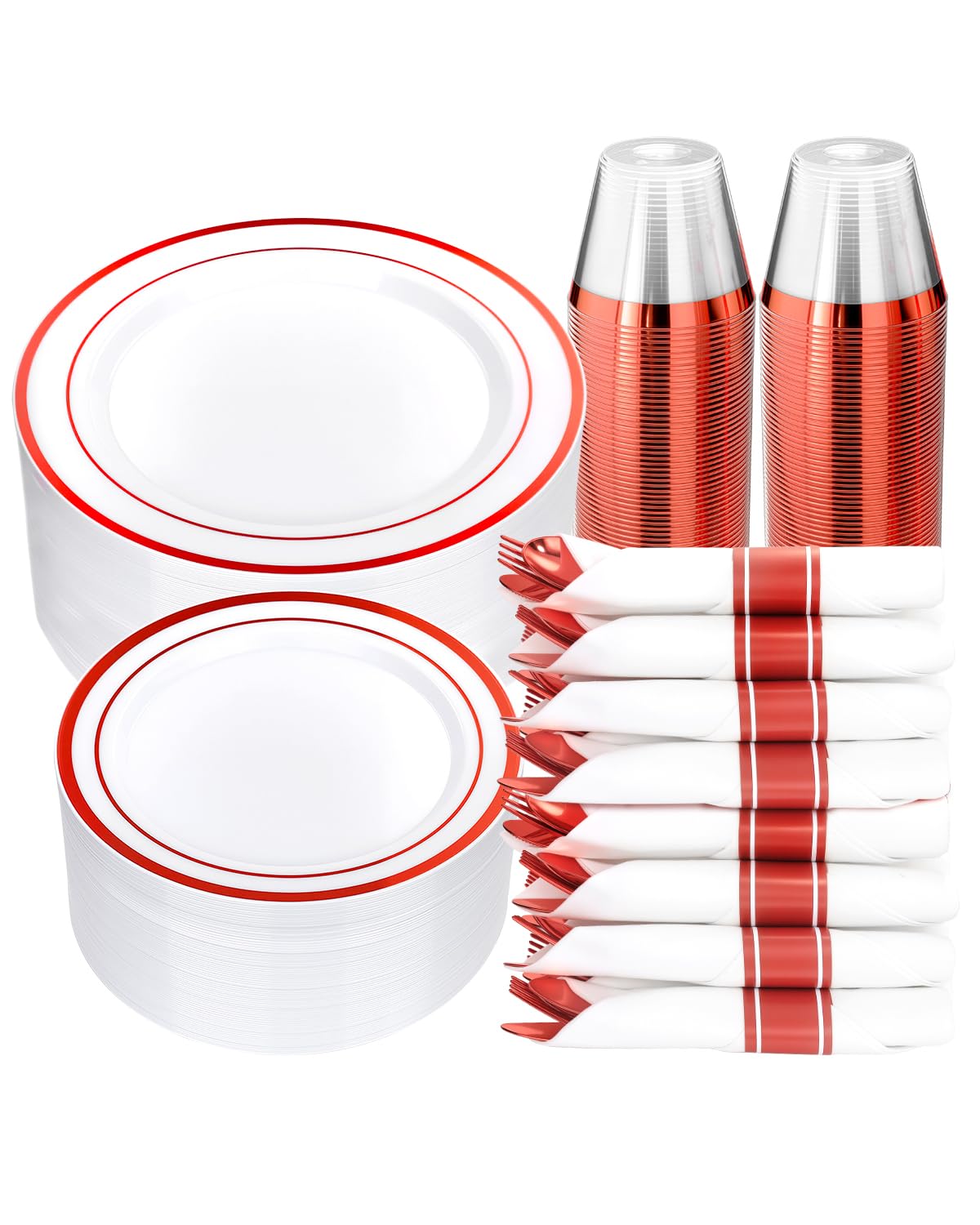 Goodluck Pre-Rolled Plastic Dinnerware Set for Parties