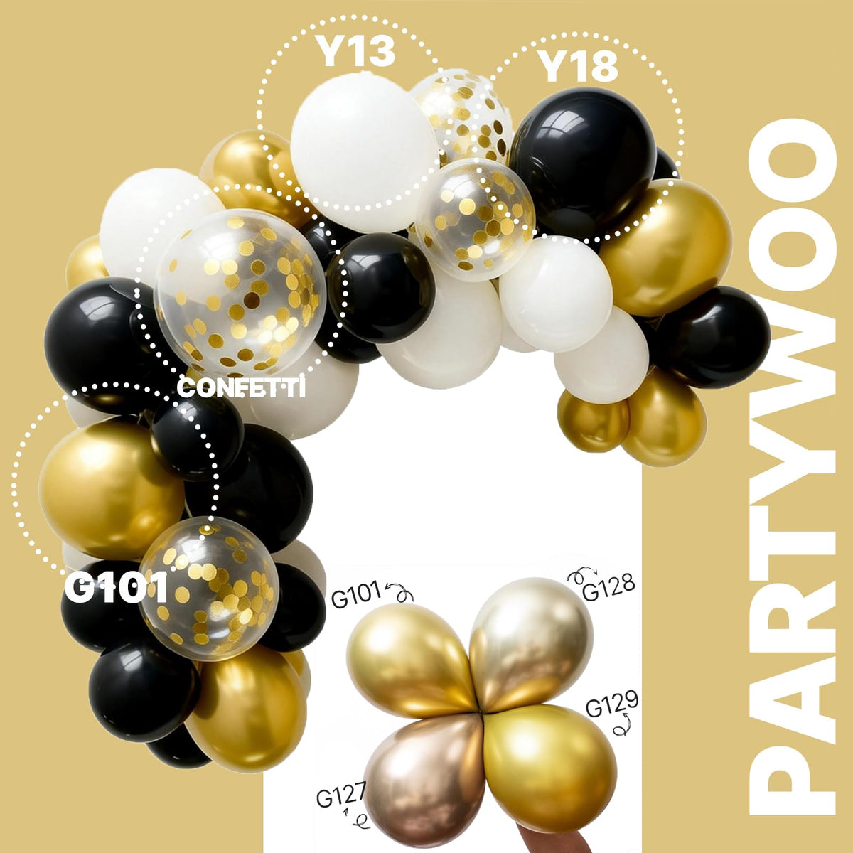 PartyWoo 65-Pack Balloons for Birthdays & Baby Showers