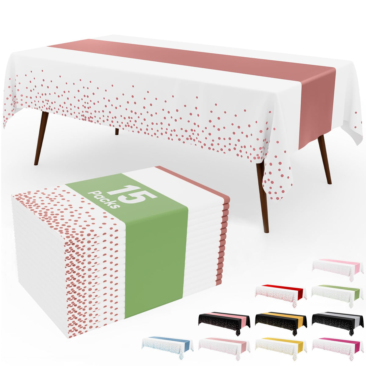 Smiry 12-Pack Gold Print Plastic Tablecloths, 54x108 in