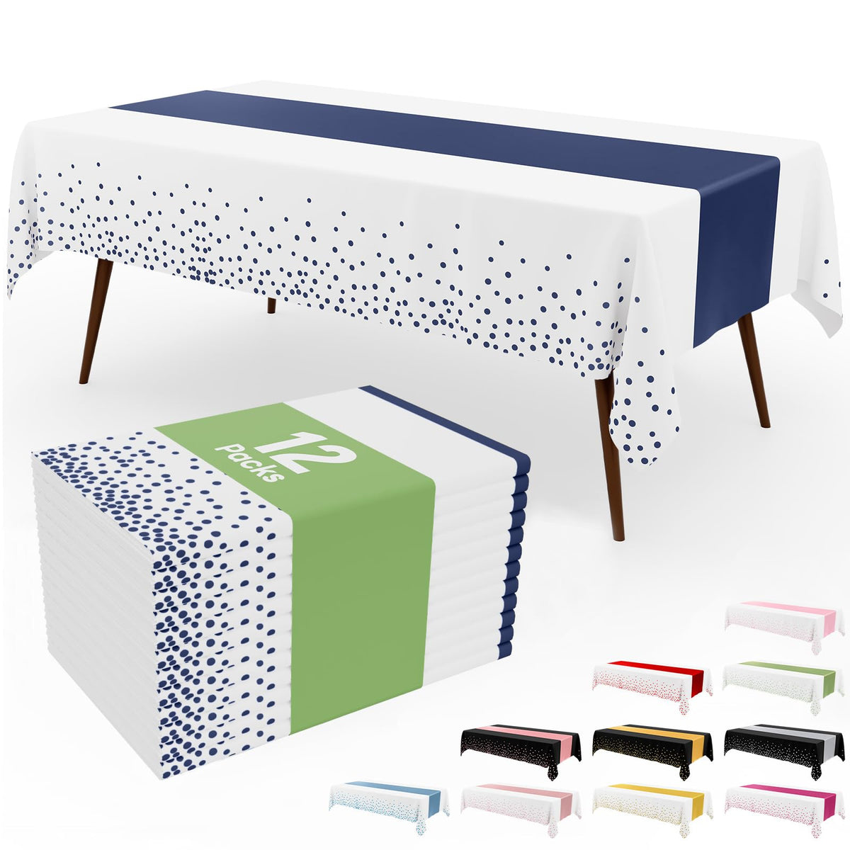 Smiry 12-Pack Gold Print Plastic Tablecloths, 54x108 in