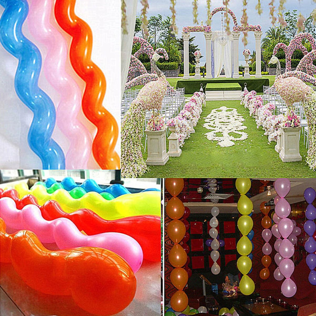 100-Pack Thick Natural Latex Spiral Balloons for Birthdays