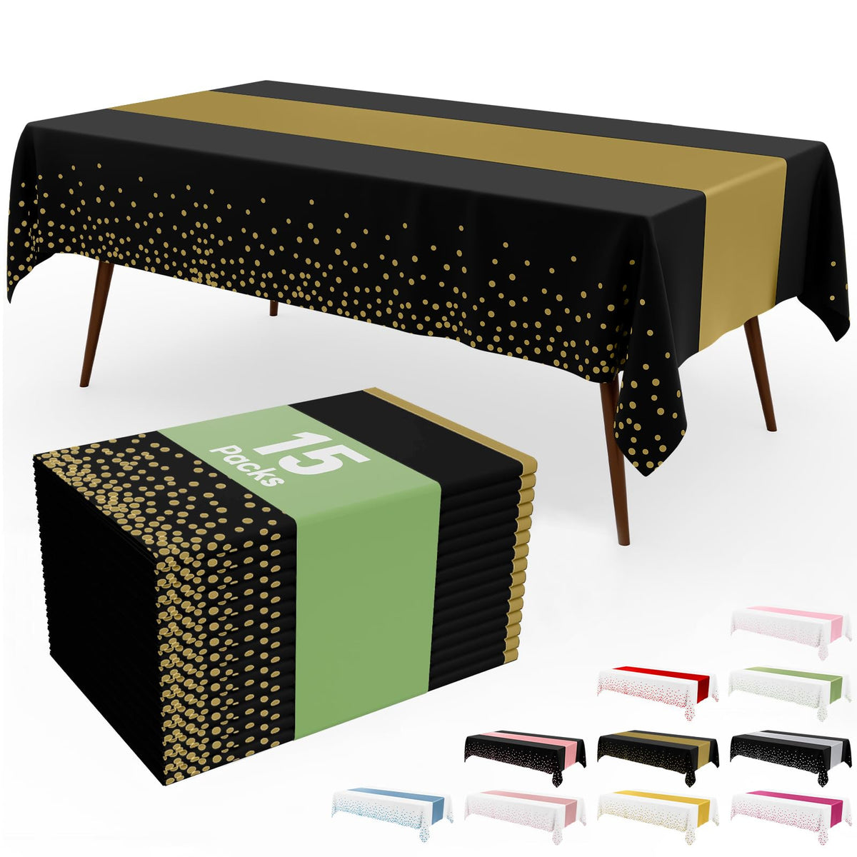Smiry 12-Pack Gold Print Plastic Tablecloths, 54x108 in