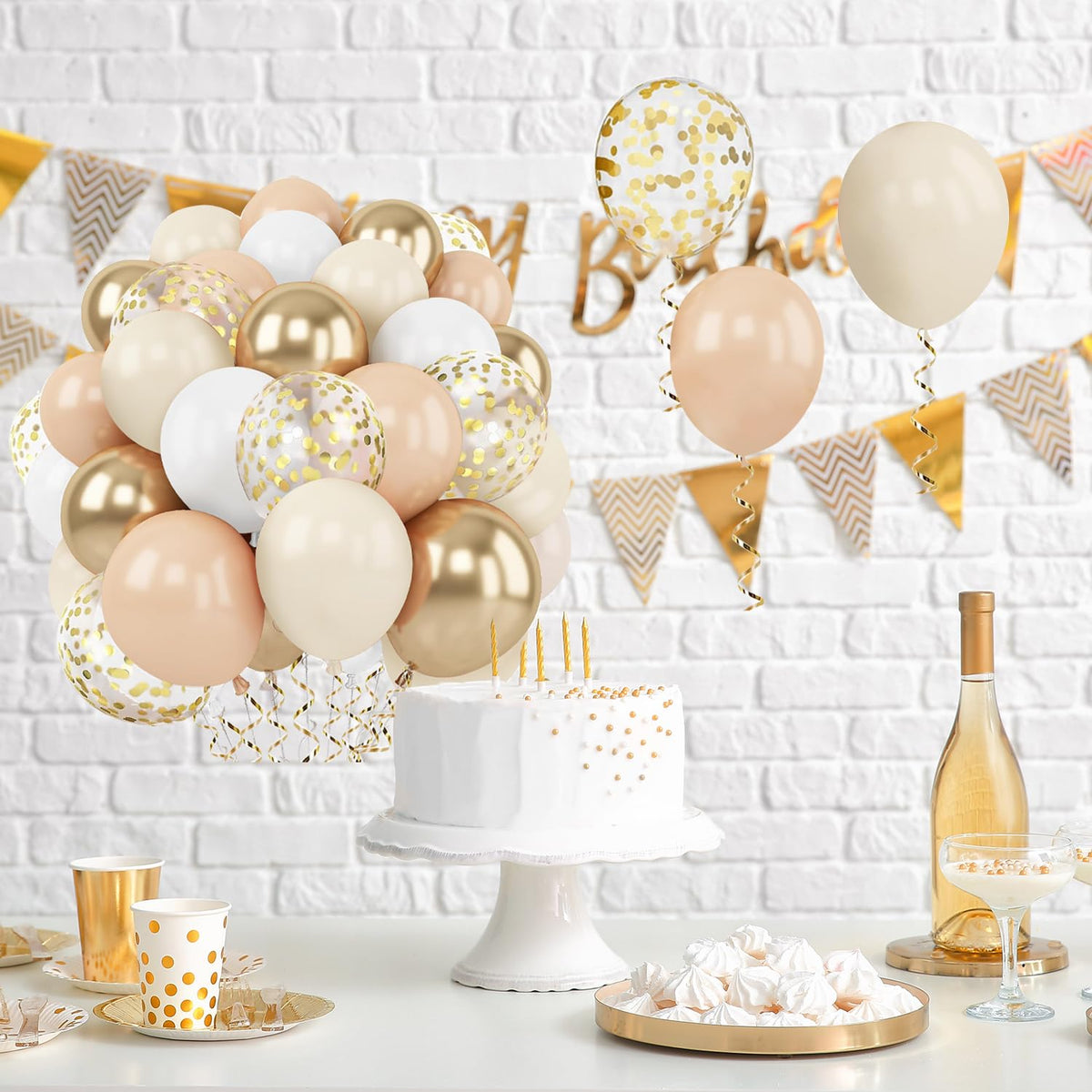 Zesliwy 50-Piece Rose Gold & White Confetti Balloon Set
