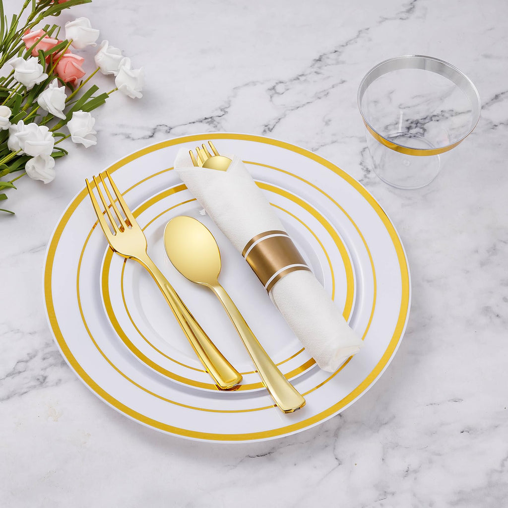 Goodluck Pre-Rolled Plastic Dinnerware Set for Parties