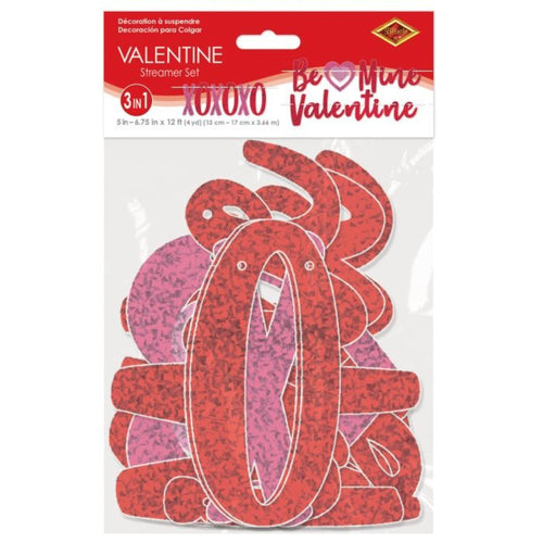 12-Pack Red & Pink Valentine's Day Streamer Banners, 12-Inch