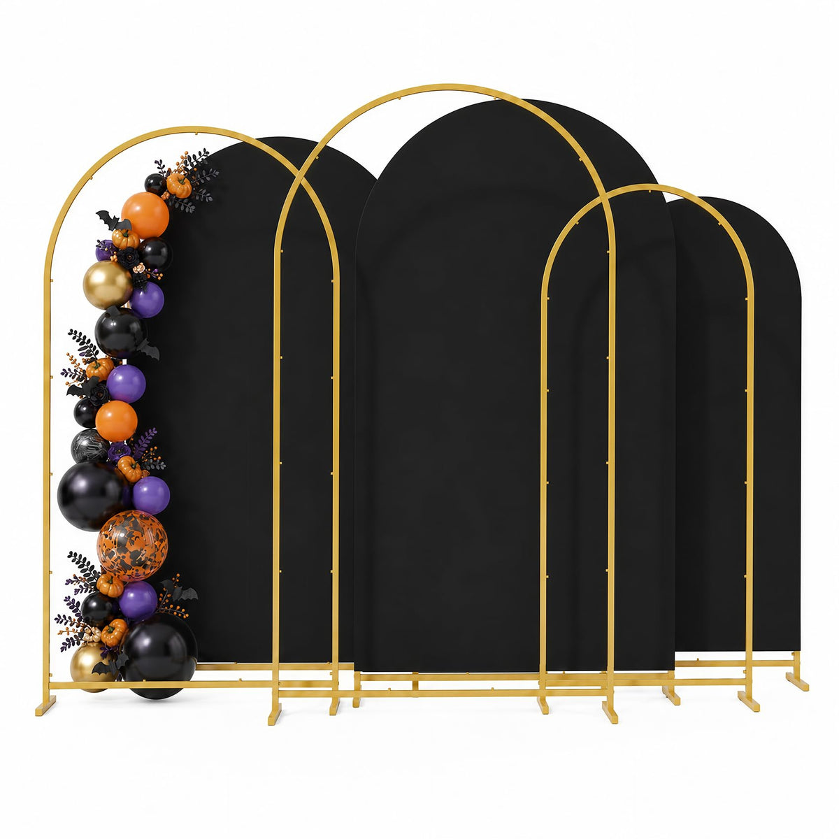 3-Piece Metal Arch Backdrop Stand Set with Covers, 6–7.2FT