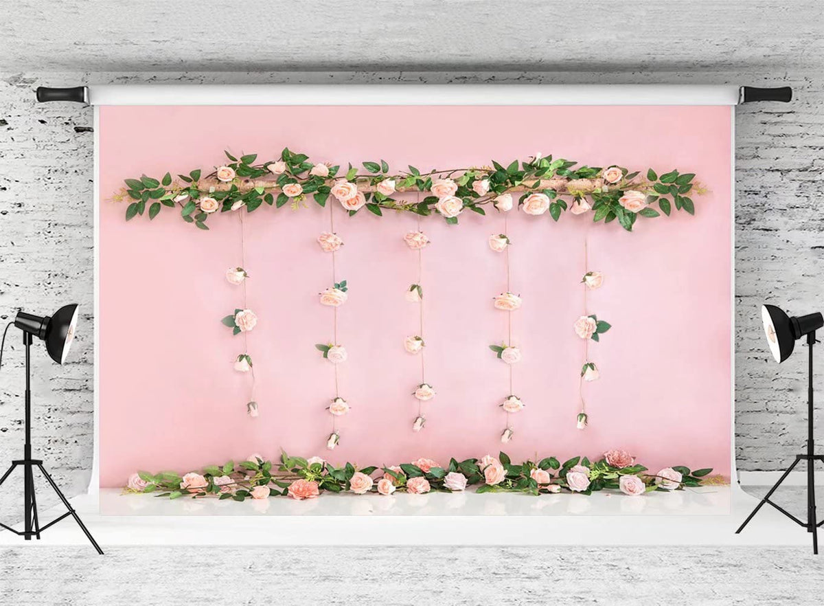 Pink Rose Floral Photography Backdrop for Weddings & Parties
