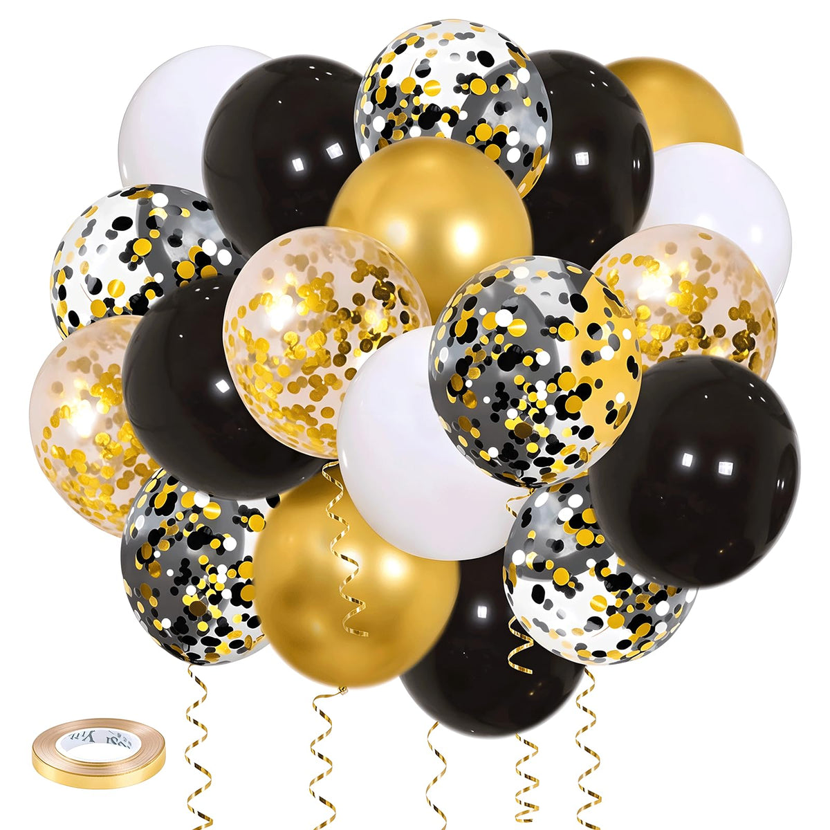 Zesliwy 50-Piece Rose Gold & White Confetti Balloon Set